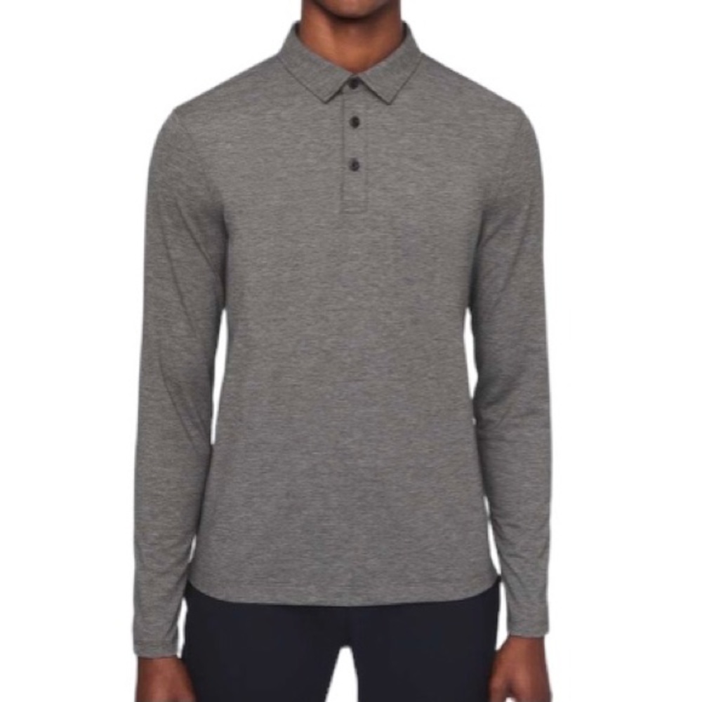 Lululemon Evolution Long Sleeve Polo Heathered Black Golf ESTIMATED Size Small